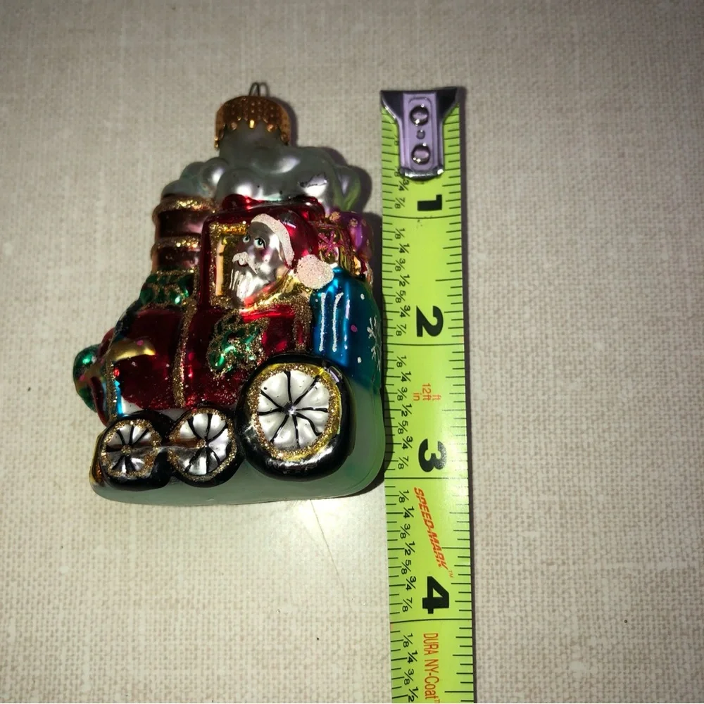 Vintage‎ Glass Santa Engine Train Christmas Ornament